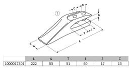 Dent monobloc ea:60mm ép 17mm NEUSON