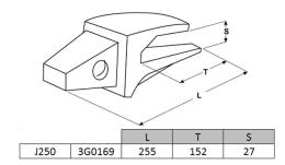 Porte-dent rétro J250 CATERPILLAR