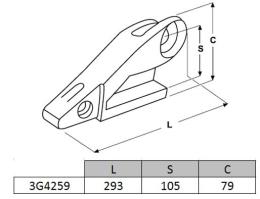 Porte-dent chargeur droit J250 CATERPILLAR